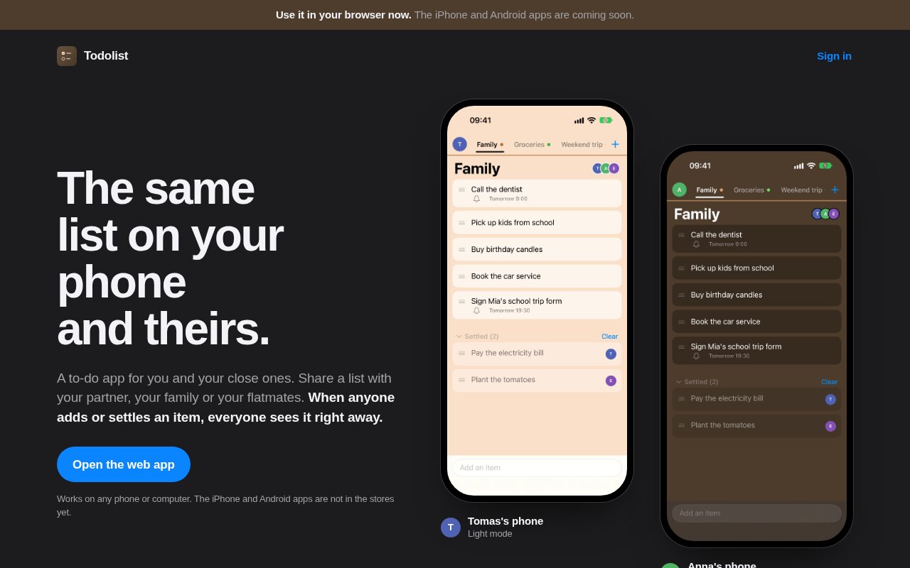 The Todolist website
